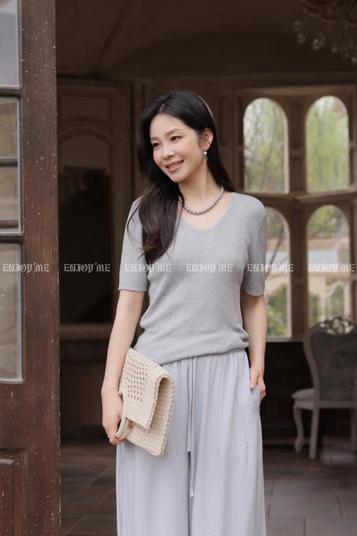 【门店同款】ENJOY夏季V领短袖针织上衣 170747705 商品图2