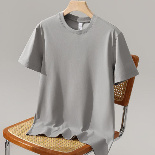 短袖圆领功能兔子纱户外运动系列45S长绒棉抗菌小落肩宽松款T恤   HLS-GY86001# 商品图1