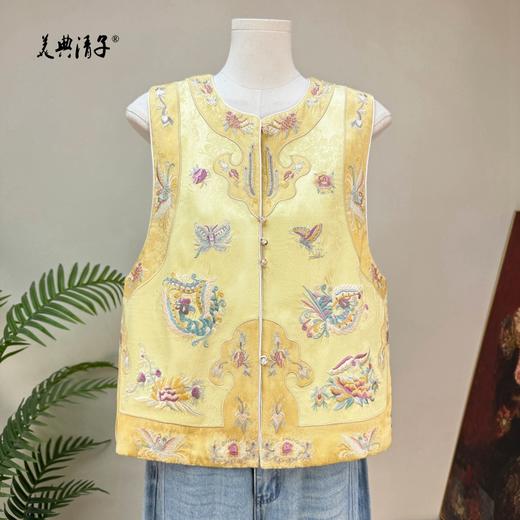 新中式重工刺绣圆领单排扣马甲 商品图1