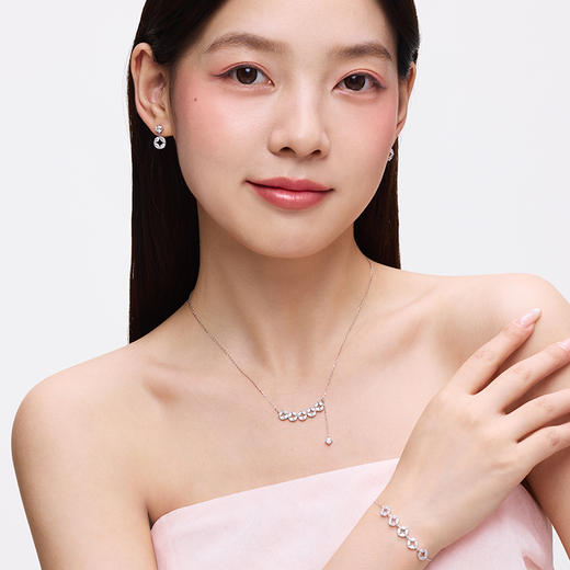 卡蒂罗KADER 财运连连项链  新中式925银纯银五帝钱招财纳福碎碎冰原创设计锁骨链 优雅时尚小众流苏闪锆 商品图3