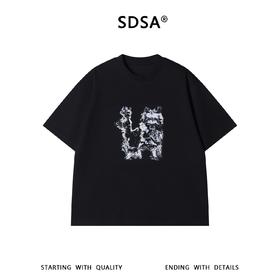 SDSA男装2026新款高贵轻奢潮牌素描小狗印花短袖T恤小众设计百搭