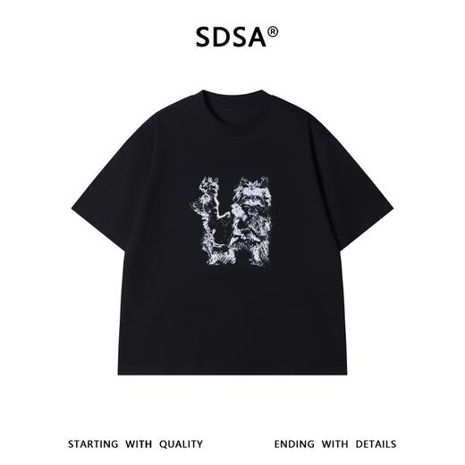 SDSA男装2026新款高贵轻奢潮牌素描小狗印花短袖T恤小众设计百搭 商品图0
