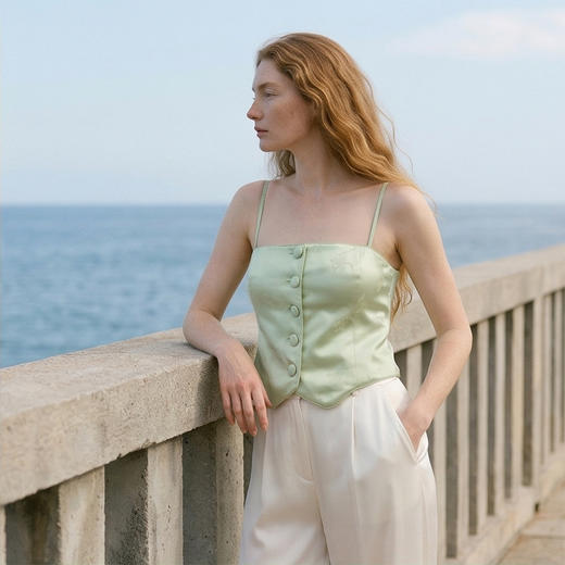 NJP/NOT JUST PAJAMA  City Light系列 提花抹胸真丝马甲上衣（带胸垫）NJP2315 商品图10