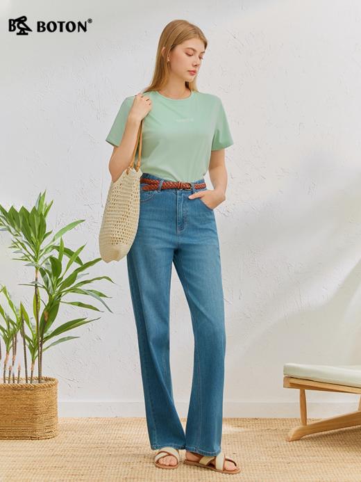 波顿女士圆领短袖净色T恤简约透气休闲LT360226 商品图1