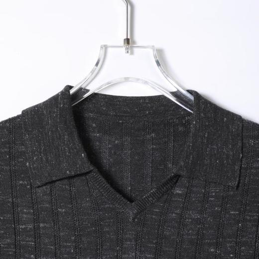 SDSA男装2026新款高贵轻奢慵懒风竖纹设计海鸥领短袖T恤百搭休闲 商品图1