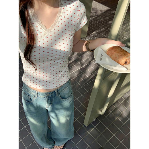 <曾小咸推荐>4.9现货秒杀 ！微信超特价！韩系波点蕾丝边v领短袖 日常99.99 立减50 秒杀49.99！！ 商品图2