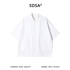 SDSA男装2026新款高贵轻奢立领双口袋短袖开衫衬衫宽松休闲上衣