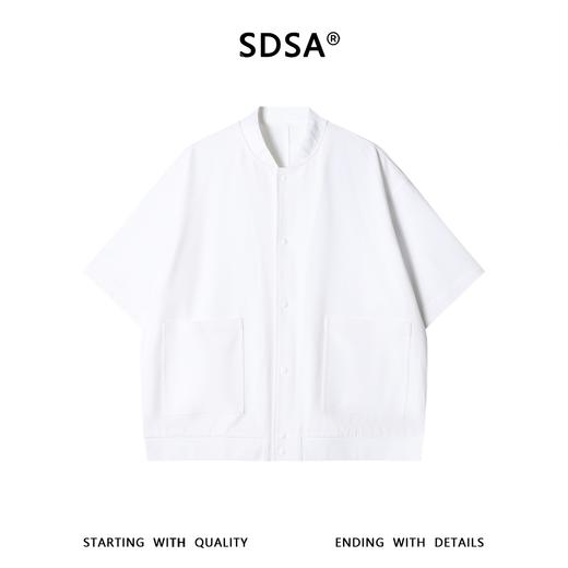 SDSA男装2026新款高贵轻奢立领双口袋短袖开衫衬衫宽松休闲上衣 商品图0
