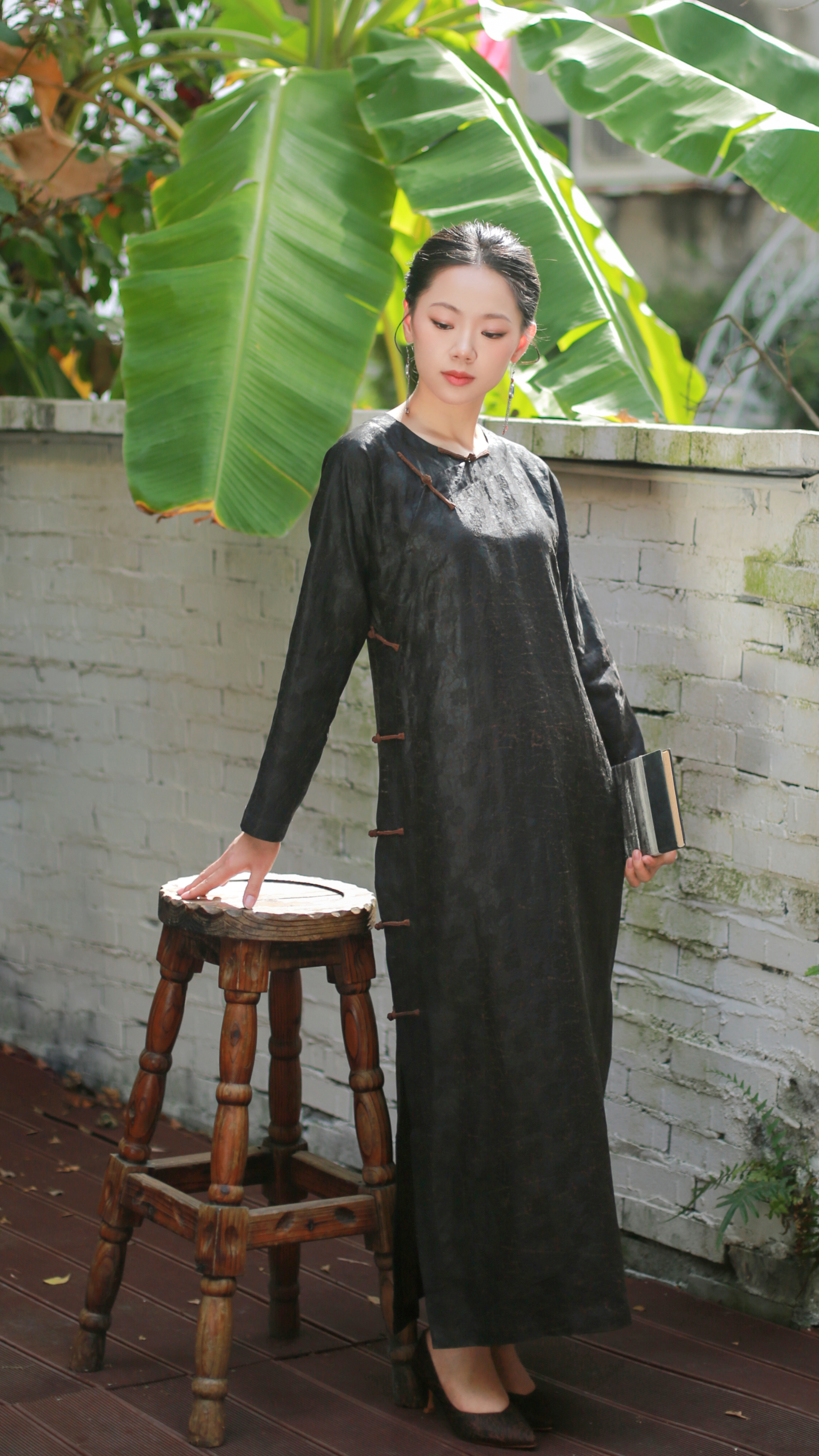 漫物记斜襟圆领长袍xys-W306