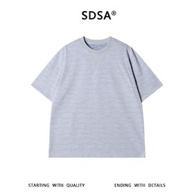 SDSA男装2026新款高贵轻奢领口三角缝线短袖T恤宽松圆领休闲上衣