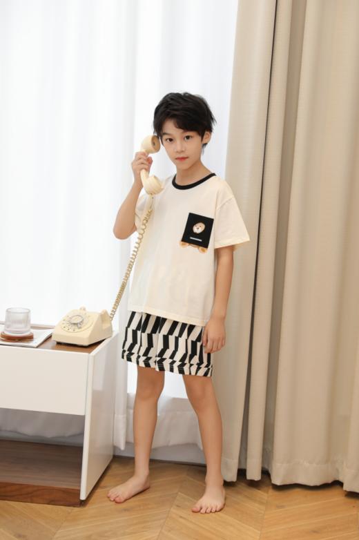 【单件6折/2件5折】【秀黛】男童圆领小熊短袖套装儿童男童夏季睡衣家居服L2441009T【门店同款】 商品图2