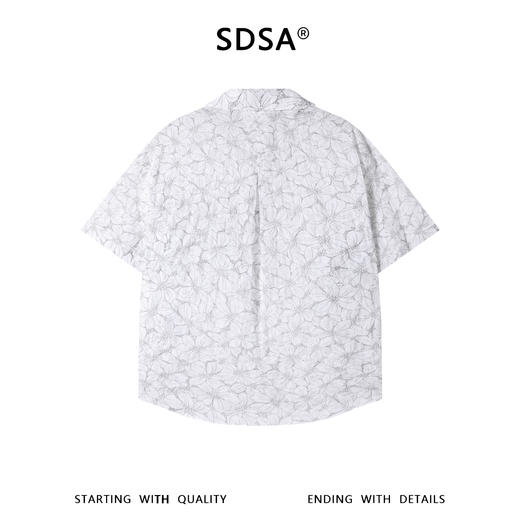 SDSA男装2026新款高贵轻奢日系简约满印植物花卉短袖衬衫百搭休闲 商品图4