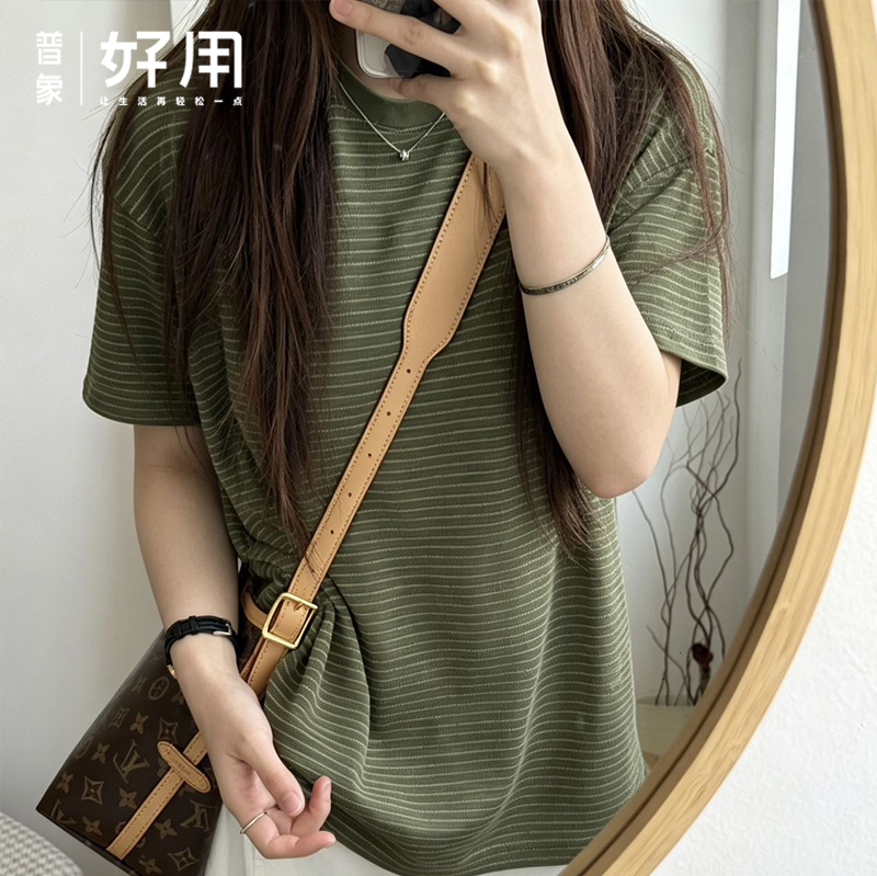 【苔原肌理条纹T恤】特调橄榄绿 显白显气质 上身显瘦