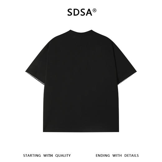 SDSA男装2026新款高贵轻奢明线装饰口袋短袖T恤宽松圆领休闲上衣 商品图4