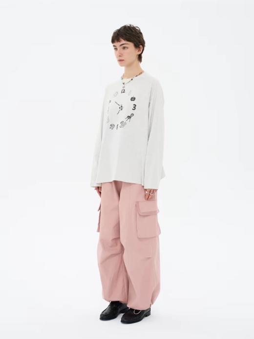 local tag/lt26ssk07/ 假日时钟 印花及植绒长袖T 两色宽松圆领插肩袖 商品图2