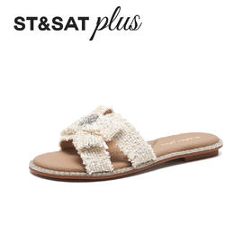 星期六26夏新款微光蝴蝶结小香风凉拖SSE2110470