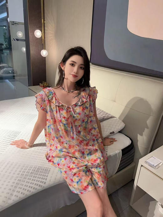 春夏新品大码圆领荷叶边袖口减龄家居服两件套（居家旅游必备） 商品图4