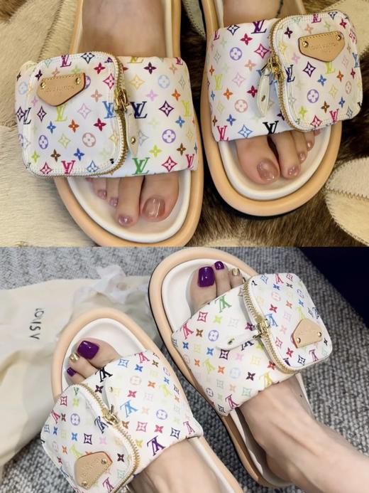 只有86双，老鼠货，可过验！！亲测，必须自留Louis Vuitton（路易威登）与日本艺术家村上隆（Takashi Murakami）联名的Monogram Multicolore（白三彩）系列拖鞋 商品图1