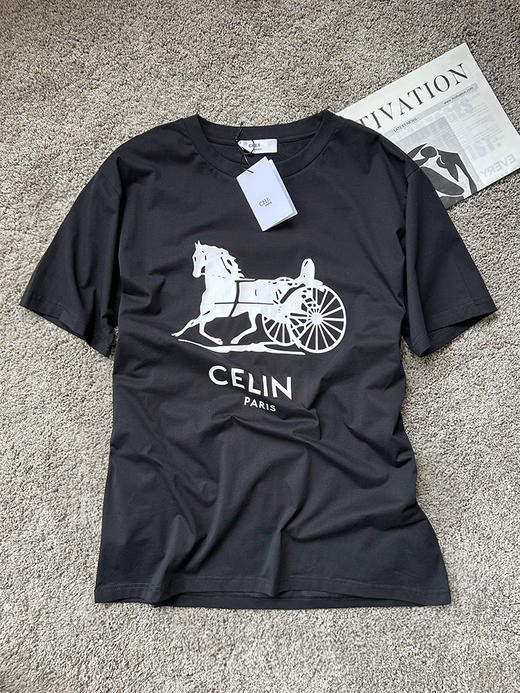 THS-限时 塞琳家 经典马车 logo印花 圆领短袖T恤2色 QH469 商品图7