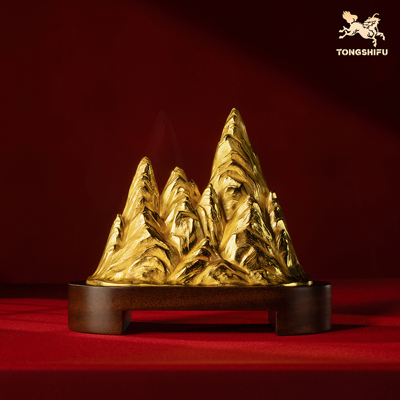 铜师傅《金辉映岳》客厅办公室高档装饰品摆件 开业大吉乔迁送礼