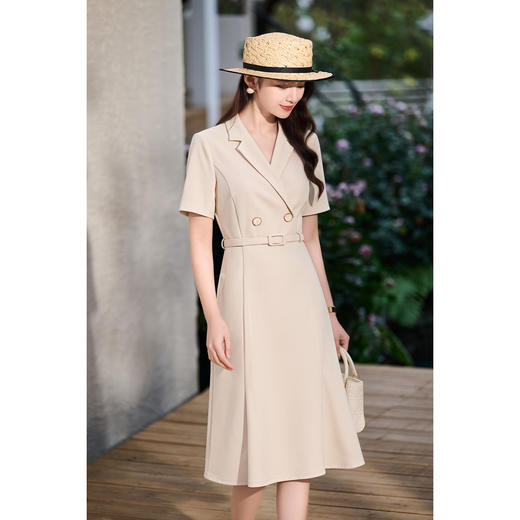 米思阳2026夏季新款通勤优雅OL职场西装连衣裙短袖修身中长款鱼尾裙2113 商品图0