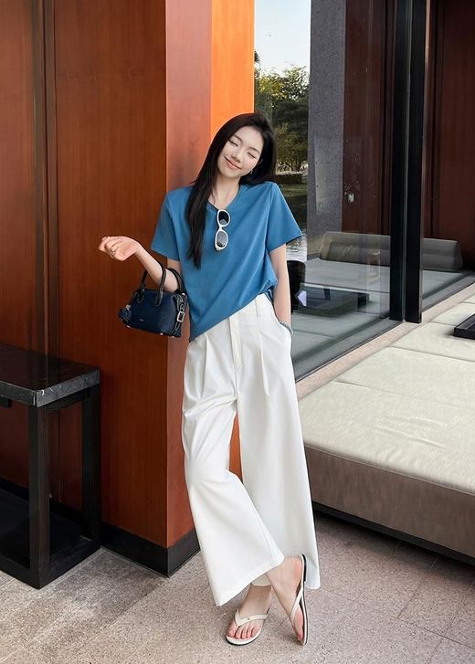 二店y 静谧海岛蓝~海岛T恤 百搭简约圆领显瘦短袖【VQJ26033486】 商品图4