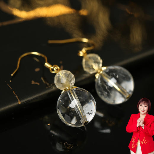 【祈愿吉品】白水晶耳饰耳环大耳圈清新高级感 商品图0