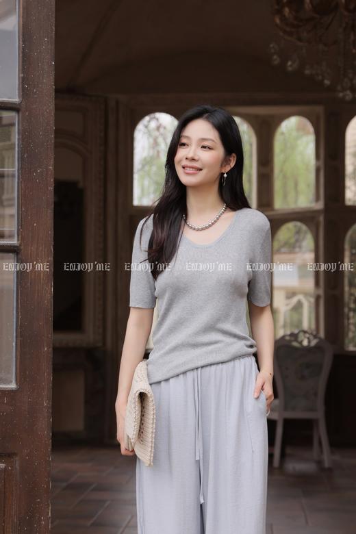 【门店同款】ENJOY夏季V领短袖针织上衣 170747705 商品图3