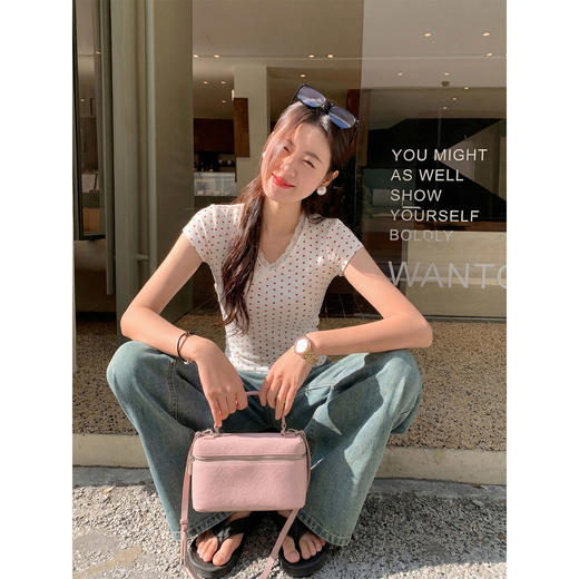 <曾小咸推荐>4.9现货秒杀 ！微信超特价！韩系波点蕾丝边v领短袖 日常99.99 立减50 秒杀49.99！！ 商品图1