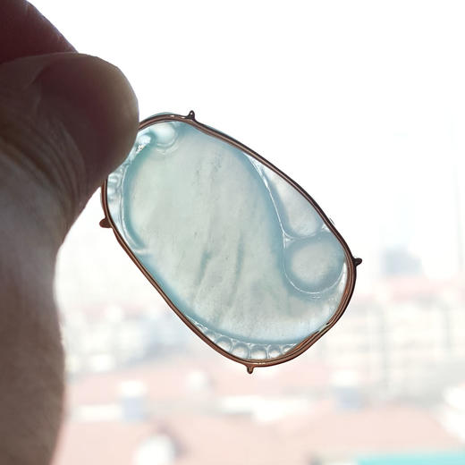 【天然正品】A货翡翠AU750玫瑰金镶钻镶天然细腻冰种如意（万事如意）翡翠吊坠项链41.4*22.3*6.8MM（皆取最大值）090326TJ30 商品图8