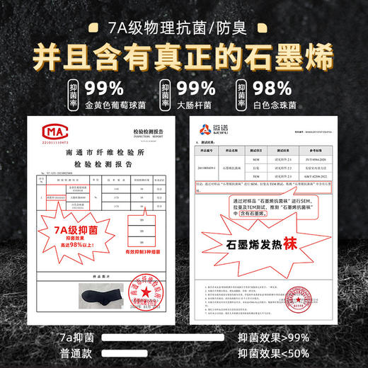 【石墨烯保暖袜 6双盒装】秋冬吸汗防臭袜7A袜子男款配饰 商品图3