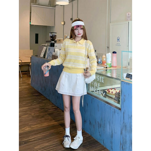 <曾小咸推荐>4.10现货秒杀 ！微信超特价！韩系多巴胺条纹polo领针织衫 日常159.99 立减90 秒杀69.99！！ 商品图3