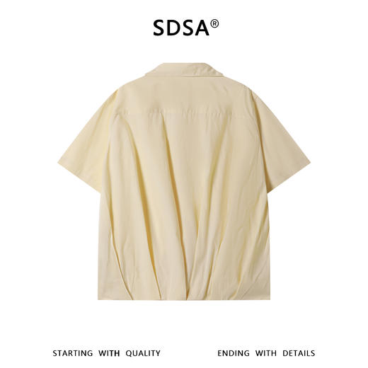 SDSA男装2026新款高贵轻奢日系简约纯色下摆褶皱翻领短袖衬衫百搭 商品图4