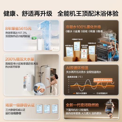 海尔（Haier）麦浪套系燃气热水器K70H恒温增压零冷水燃气热水器天然气家用超一级能效 16L 下置风机K70HMAX【恒温增压】 商品图0