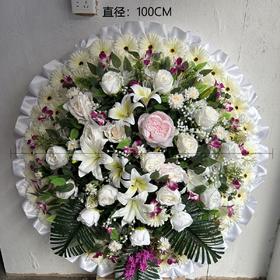白事殡葬花圈仿真菊花祭祀花圈殡仪馆追悼会用品款式4
