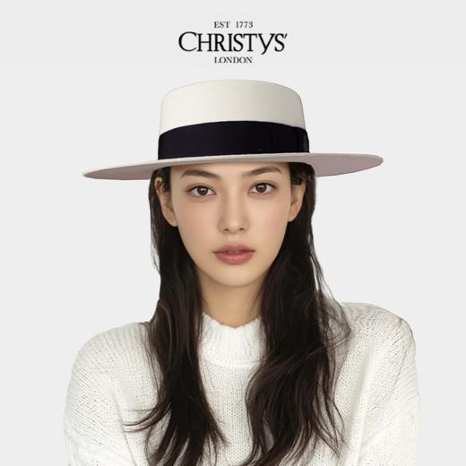 【英国王室御用品牌】Christys羊毛Canotier平顶康康帽徽章款 商品图0