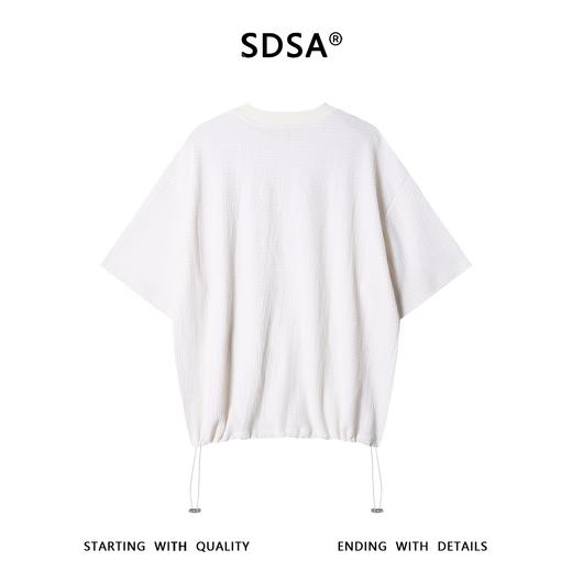 SDSA男装2026新款高贵轻奢抽绳下摆肌理感短袖T恤宽松圆领上衣 商品图4