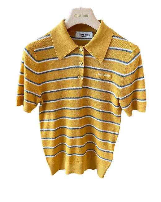 女款修身条纹针织Polo上衣ji017 商品图0