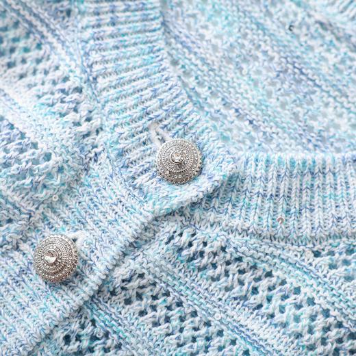 「高货wl」全新升级【铂金会员183/天猫249/差价66】(03748)洛诗琳立体段染织花短袖上衣2026新款显瘦亮片镂空针织T恤 商品图3