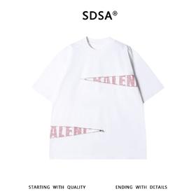 SDSA男装2026新款轻奢解构拉链拼接短袖T恤宽松印花设计感上衣