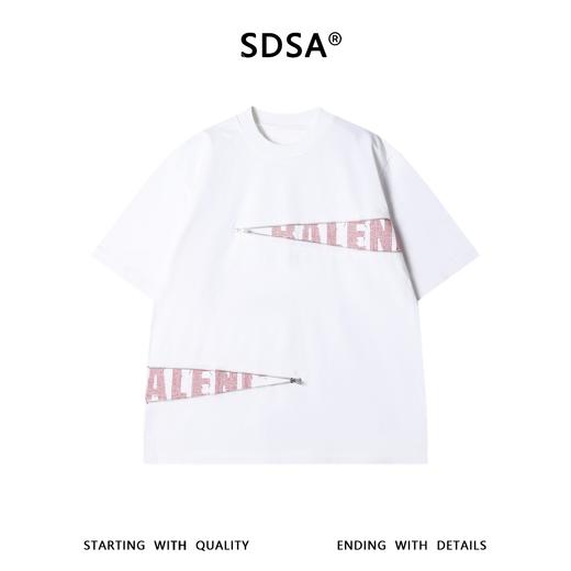 SDSA男装2026新款轻奢解构拉链拼接短袖T恤宽松印花设计感上衣 商品图0