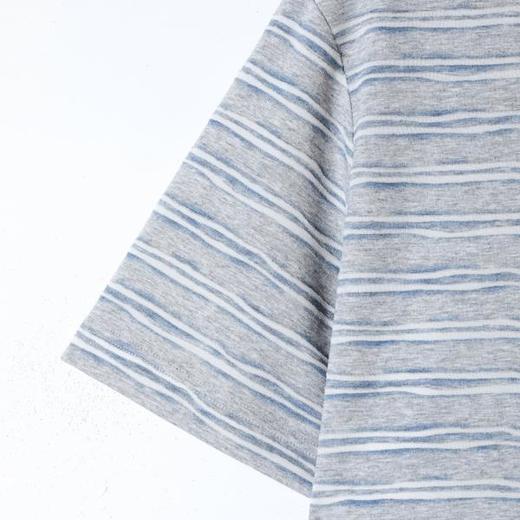 SDSA男装2026新款轻奢水波纹线条圆领短袖T恤日系极简风宽松上衣 商品图2