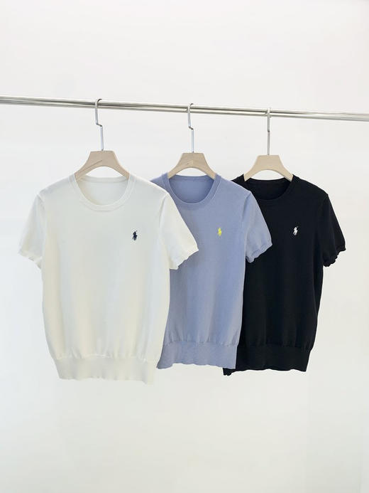 G1738经典刺绣圆领套头衫T恤 经典绣花小马标针织短袖 精梳长绒棉面料 罗纹袖口领口下摆 前胸立体绣花logo 精梳工艺 超长纤维不起球 氛围感拉满 商品图14