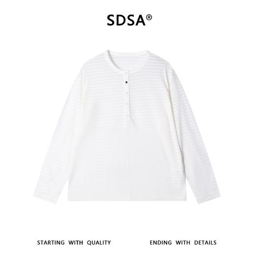 SDSA男装2026新款高贵轻奢半纽扣亨利领长袖T恤宽松圆领休闲上衣 商品图0