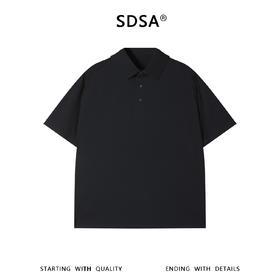SDSA男装2026新款轻奢老钱风纯色按扣翻领短袖T恤舒适亲肤上衣