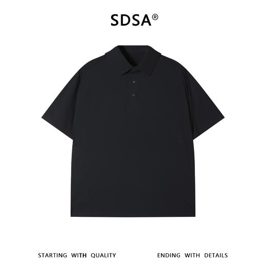 SDSA男装2026新款轻奢老钱风纯色按扣翻领短袖T恤舒适亲肤上衣 商品图0