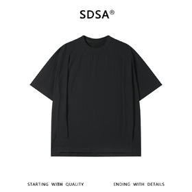 SDSA男装2026新款高贵轻奢韩系简约纯色褶皱圆领短袖T恤百搭宽松