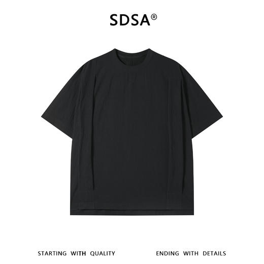 SDSA男装2026新款高贵轻奢韩系简约纯色褶皱圆领短袖T恤百搭宽松 商品图0