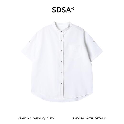 SDSA男装2026新款高贵轻奢立领单口袋短袖衬衫宽松休闲上衣 商品图0