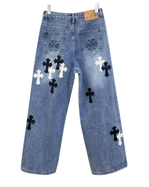 中性款十字架牛仔裤长裤la009 商品图1